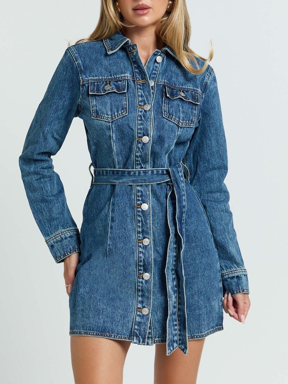 NWT REVOLVE Australia SHOWPO Enriquetta denim dress belted US 8 - Picture 14 of 14